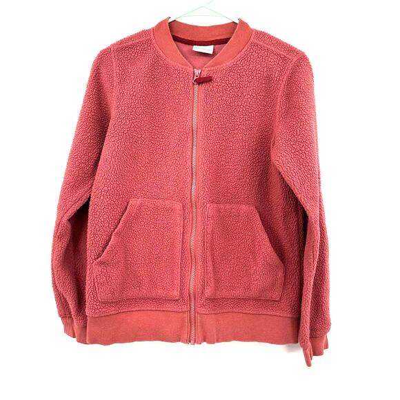 Columbia size small pink‎ red fleece full zip up pockets blade collar - Picture 1 of 4